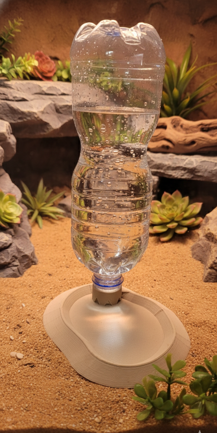 Dispensador de Agua para Reptiles Compatible con Botellas Reciclables — Sistema de Hidratación Duradero para Terrarios | Grichos
